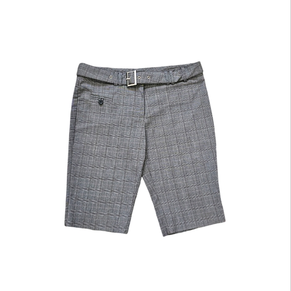 NWOT Star City Gray Plaid Belted Bermuda Dress Shorts - Picture 1 of 4